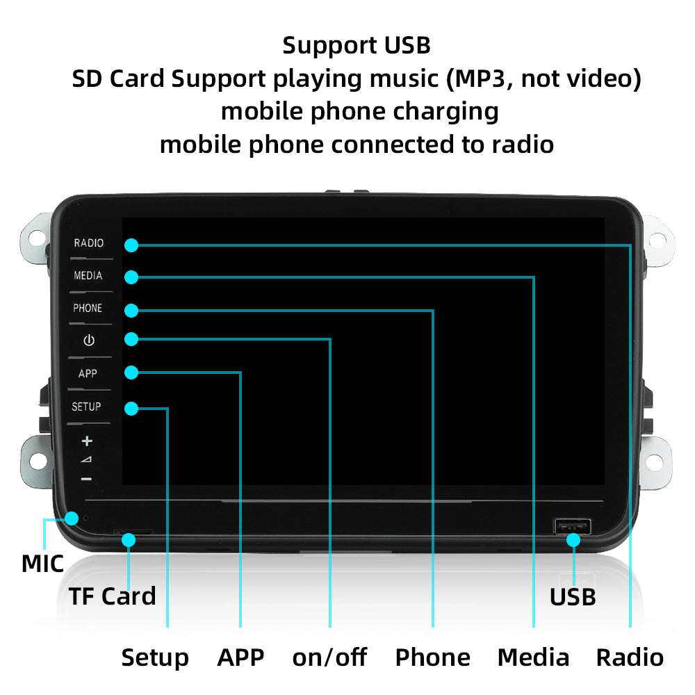 Noname RCD330 2 RCD880PRO 2.0 Carplay Car Radio 8 inch Full Touch Screen MIB Android Auto Player for VW Golf 5 6 CC Passat B5 B6 Jetta 5