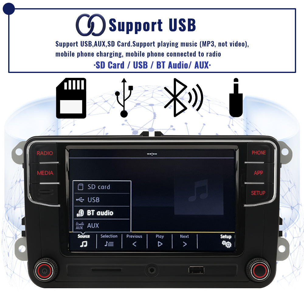 Noname 6RD035187C MIB RCD340G RCD330 Plus AUX Bluetheen Car Radio For VW Golf 5 6 Jetta MK5 MK6 CC Tiguan Passat Polo