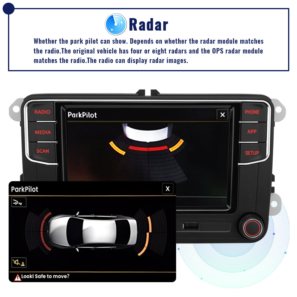 Android auto carplay rcd440 pro 6rd035187b For Volkswagen Polo Passat B6 B7 Golf 5 6 Jetta mk5 6 distancia para ver la radio del coche CC MIB