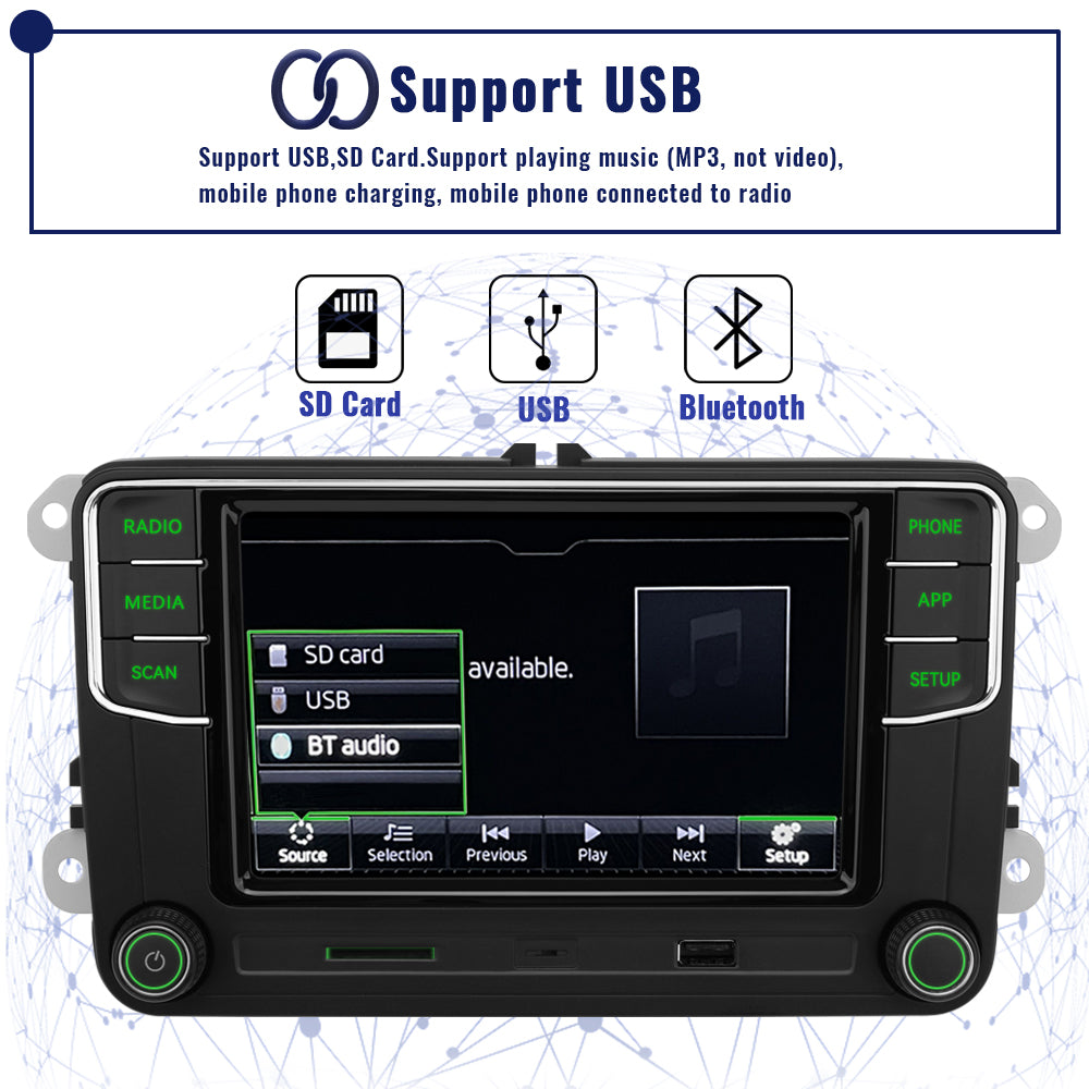 Noname RCD360 PRO Green Light MIB Car Radio Android Auto Carplay Green Menu New 6RD 035 187B for VW for Volkswagen for Skoda