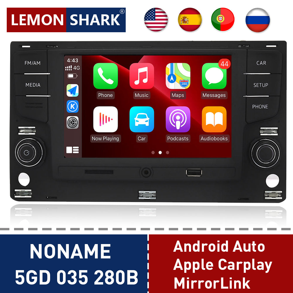 Android Auto Carplay MirrorLink 6.5 " MQB MIB Noname 5GD035280B Car Radio With Extension For VW Golf 7 MK7 VII Passat B8  5GD 035 280 B