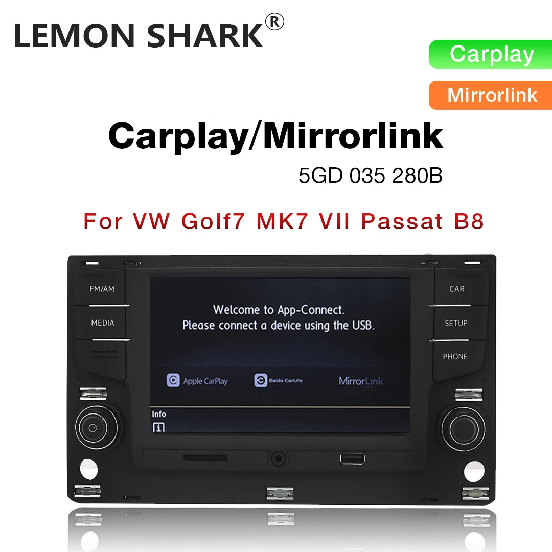 Carplay Car Radio 280B For VW Golf 7 MK7 Passat B8 MirrorLink Navigation 6.5 MIB MQB Multimedia 5GD035280B