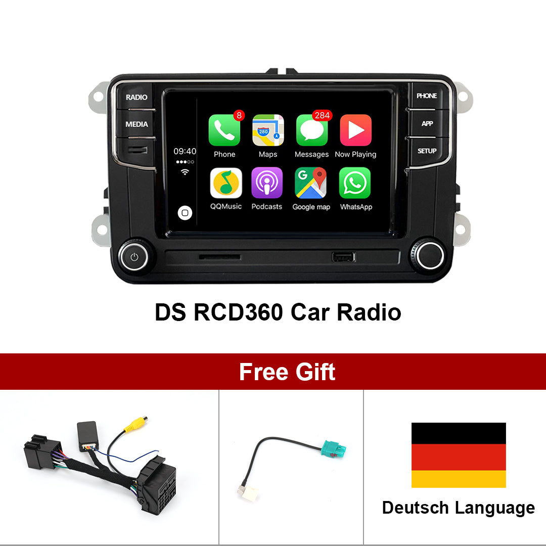 Upgraded DS RCD360 Car Radio, Apple Carplay MirrorLink Carlife Support, MIB 2-Din Touchscreen 17G035280 Vehicle Stereo for VW Golf 6 MK5 MK6 Polo Passat B6 Jetta