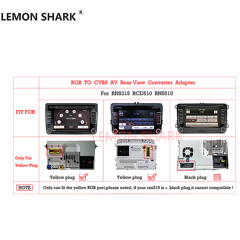 RGB to CVBS AV Rear View Converter Adapter Camera in input adapter RVC RCA Converter RCD510 Decoder For RNS510 RNS315 RCD510