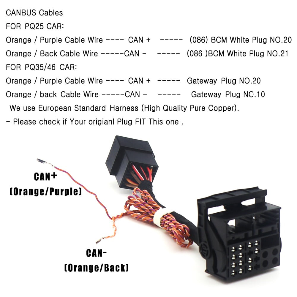 ISO To Quadlock Canbus Adapter RCD330 Plus RCD360 RCD510 Conversion Ca –  lemonsharkauto