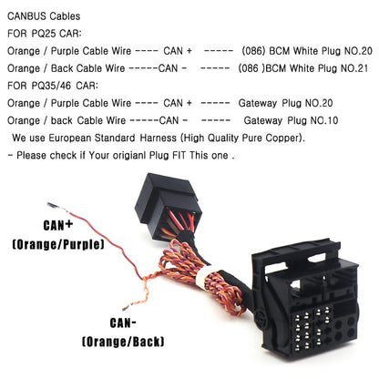 ISO To Quadlock Canbus Adapter RCD330 Plus RCD360 RCD510 Conversion Cable for VW Radio Upgrade