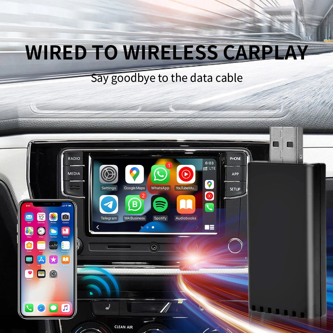 Carplay AI Box Wired To Wireless Carplay Adapter OEM Mini Auto Connect USB Dongle Plug and Play Car Screen Navigation Upgrade