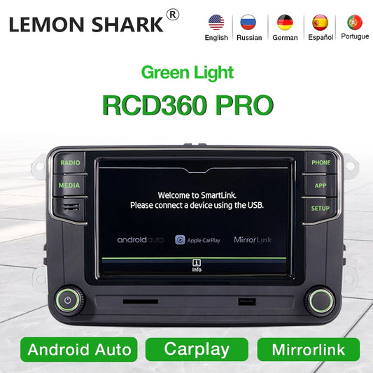 Green Light Noname RCD360 PRO Android Auto Carplay 2 din Green Menu MIB Car Radio New 6RD 035 187B For VW Volkswagen Skoda